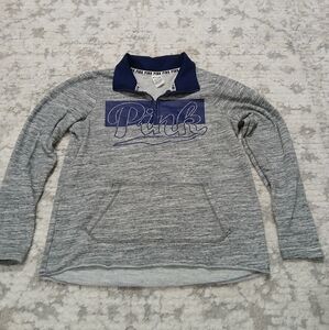 PINK Victorias Secret Womens Grey Quater Zip Jacket ~ Size S